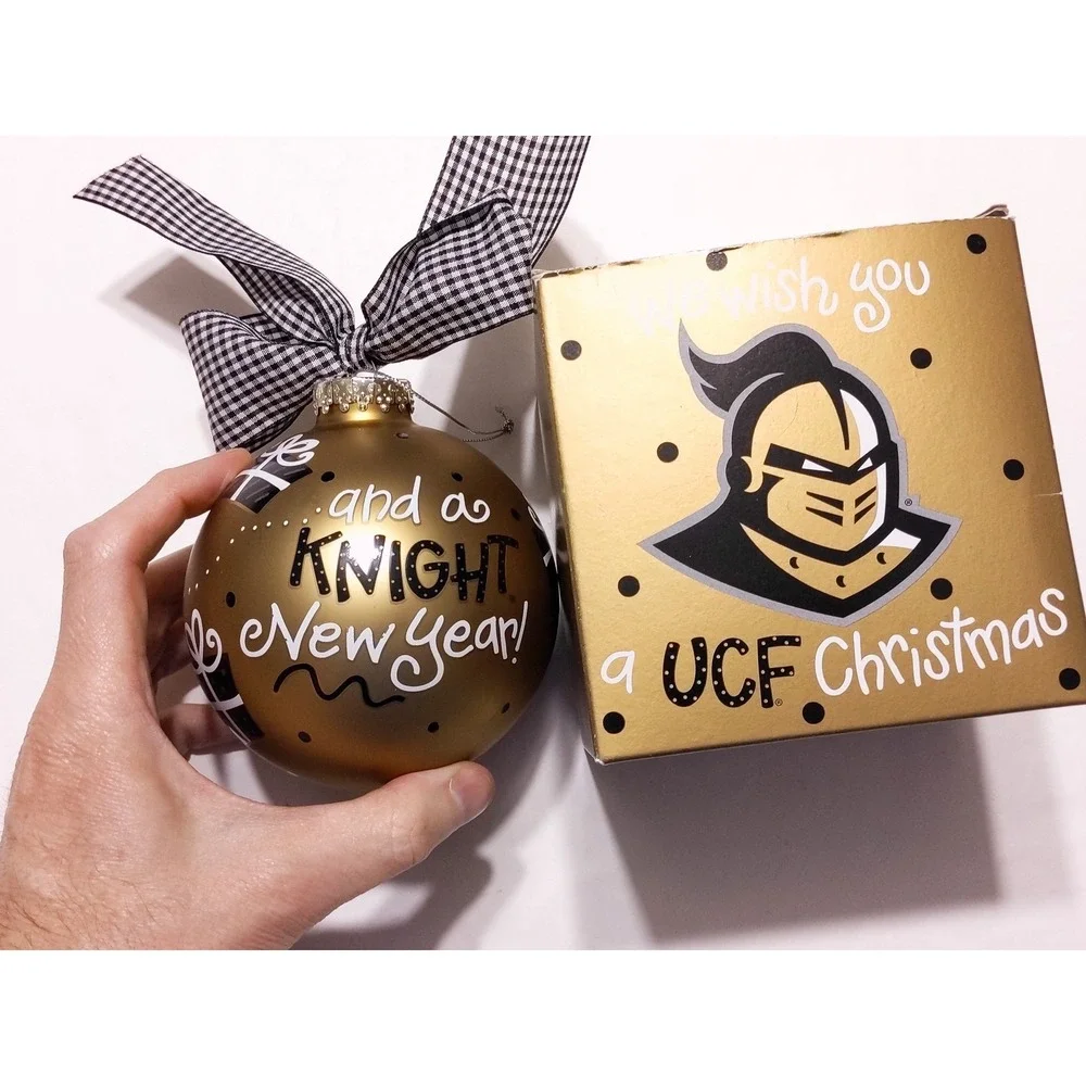 UCF KNIGHTS Christmas Ornament Globe Coton Colors Black Gold